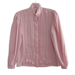 Poet by Nicola Blouse Pink Front Pleats Lightweight Long Sleeve